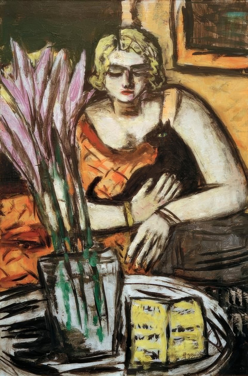 Nainen kissan kanssa tekijältä Max Beckmann