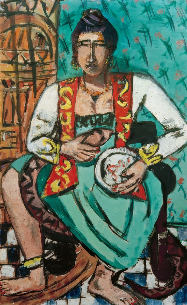 Nainen käärmeen kanssa (käärmeen hurmaaja) tekijältä Max Beckmann