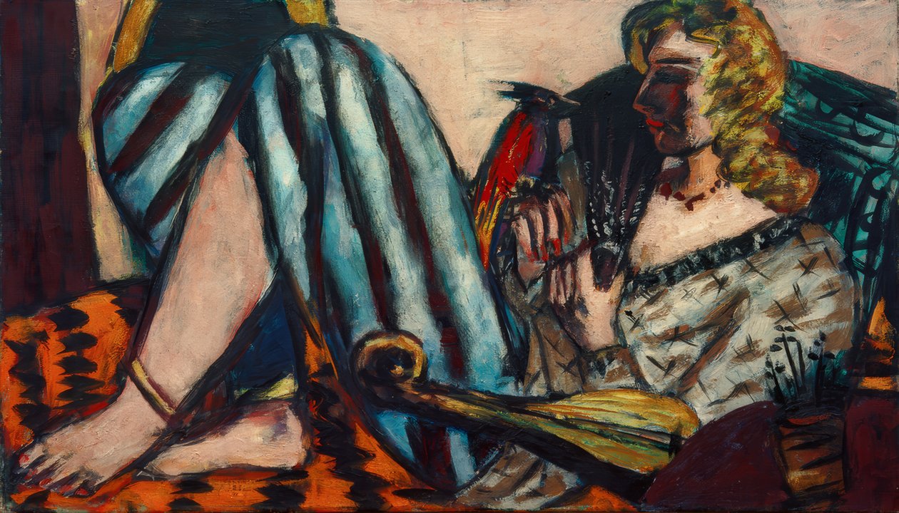 Nainen punaisen kukon kanssa tekijältä Max Beckmann