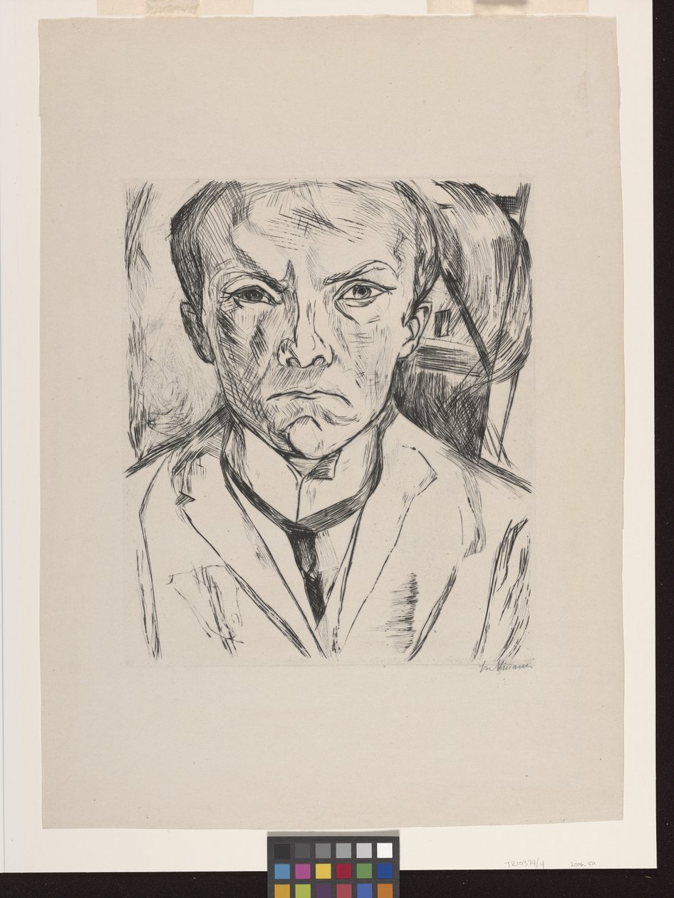 Edessä omakuva talon päädyllä taustalla tekijältä Max Beckmann