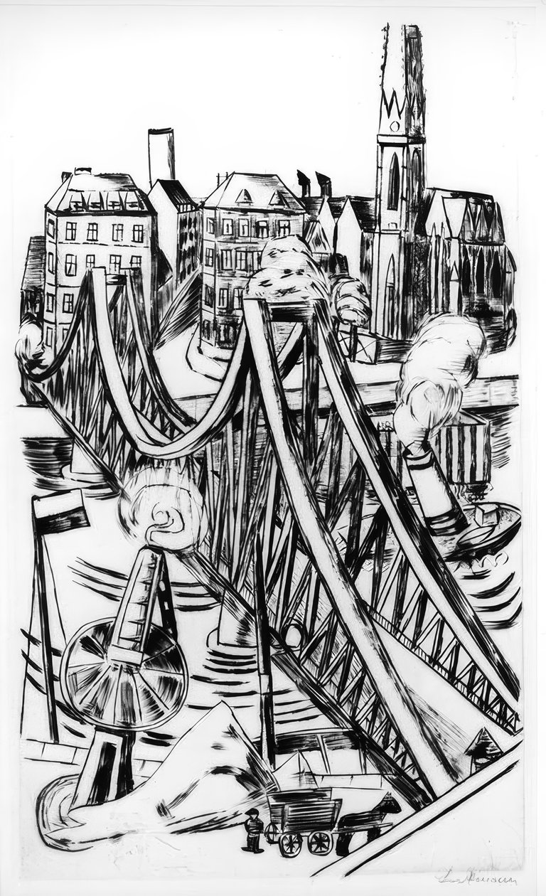 Große Brücke (Rautasilta Frankfurt am Mainissa) tekijältä Max Beckmann