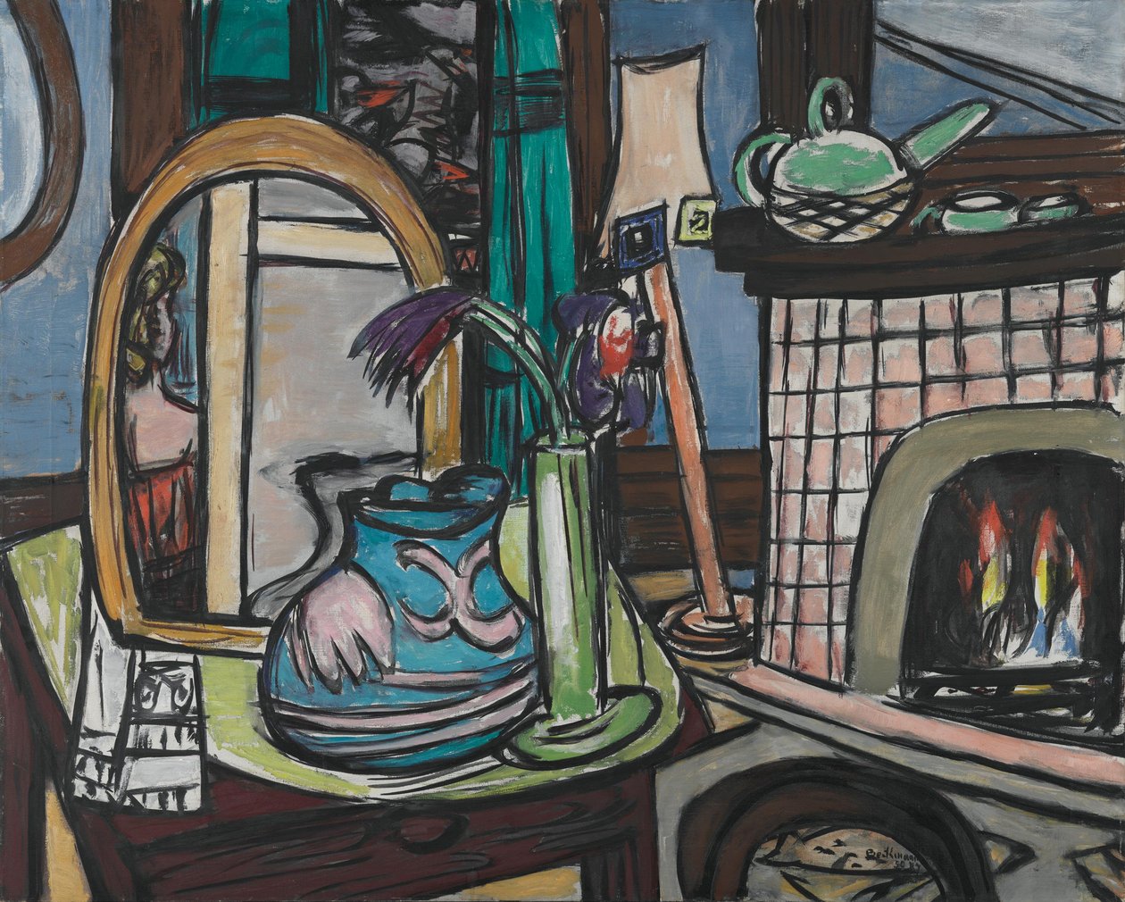 Suuri asetelma ja kyyhkysiä tekijältä Max Beckmann