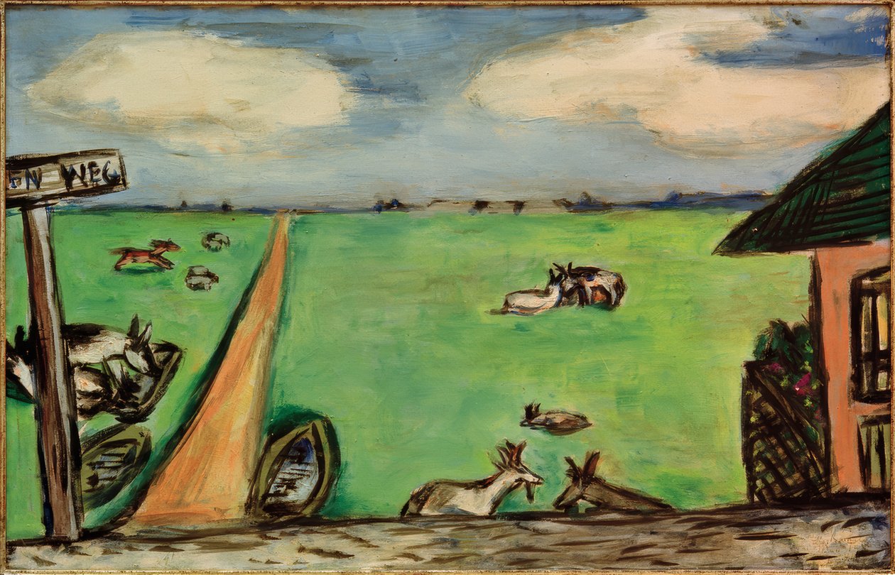 Vihreä niitty lehmien kanssa tekijältä Max Beckmann