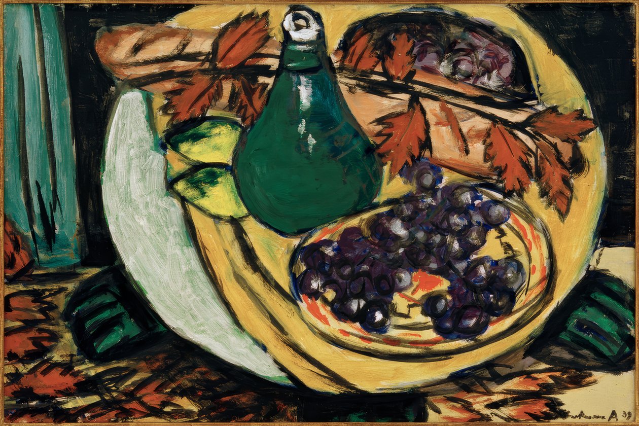 Syksyinen asetelma viinirypäleillä tekijältä Max Beckmann