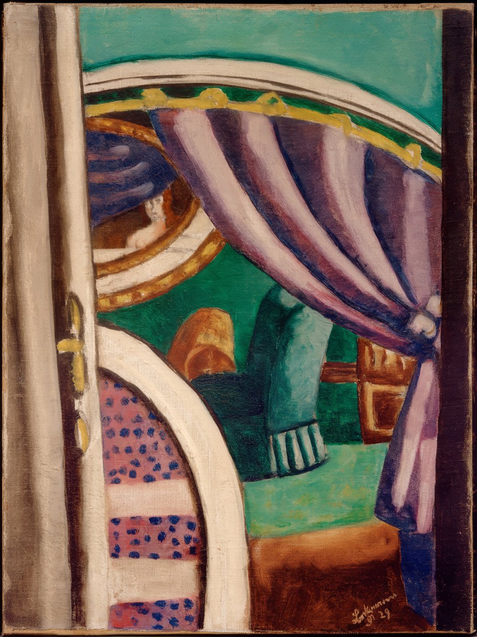 Violetti sisustus (vihreä nojatuoli) tekijältä Max Beckmann