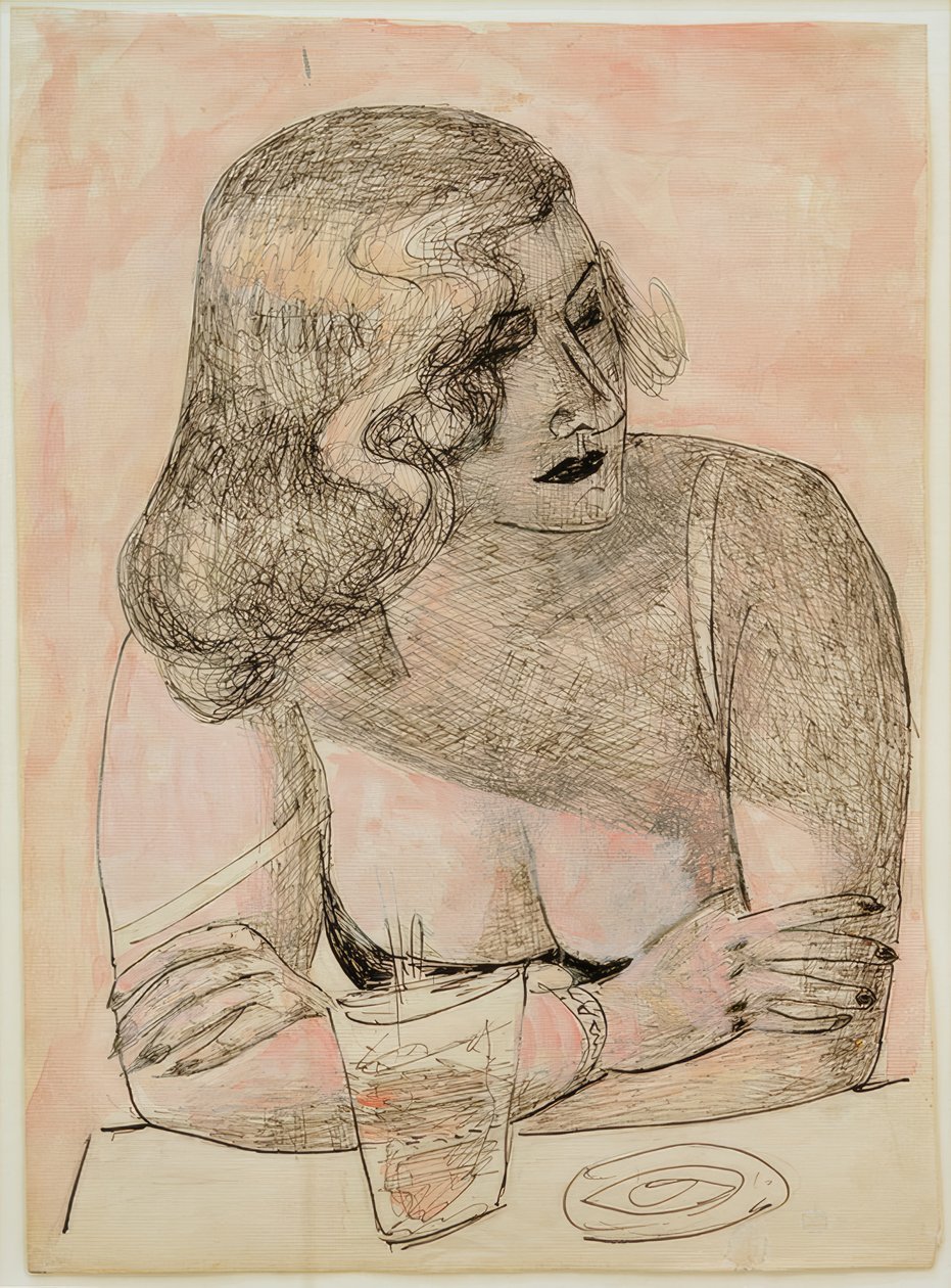 Nuori nainen lasilla tekijältä Max Beckmann