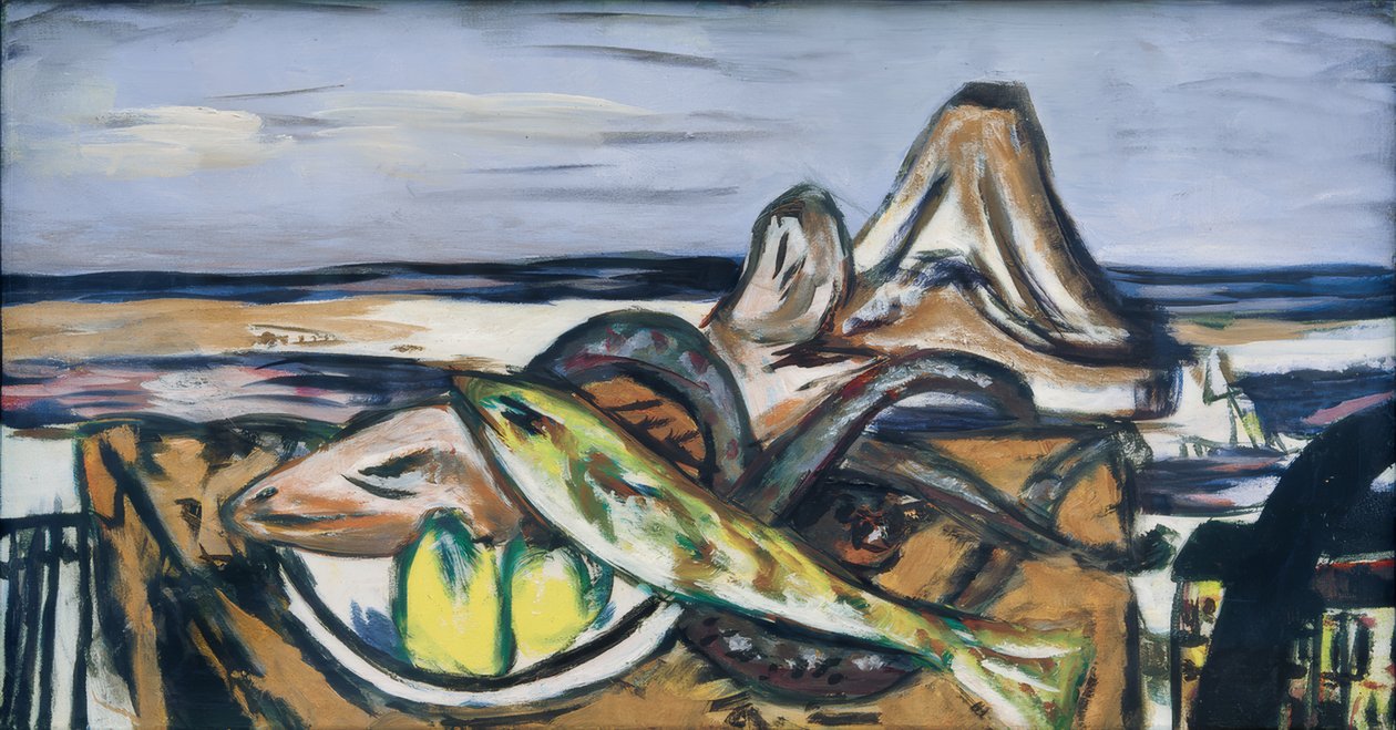 Landschaft ja mereneläviä tekijältä Max Beckmann