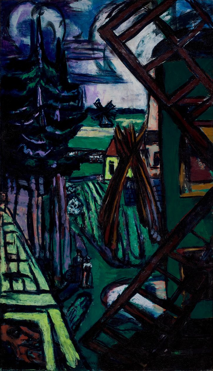 Suuri Laren maisema ja tuulimylly tekijältä Max Beckmann