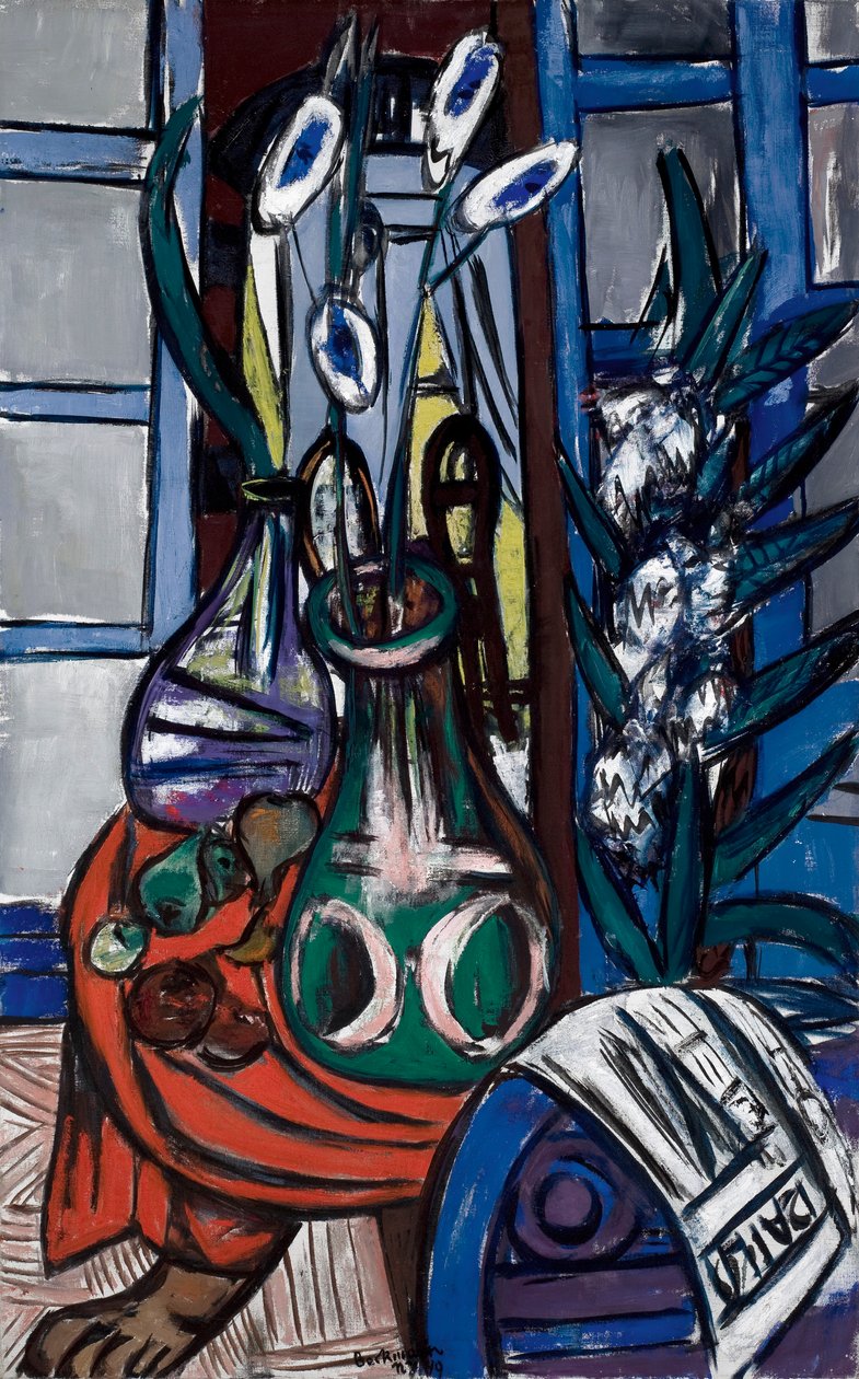 Suuri asetelma-sisustus (sininen) tekijältä Max Beckmann