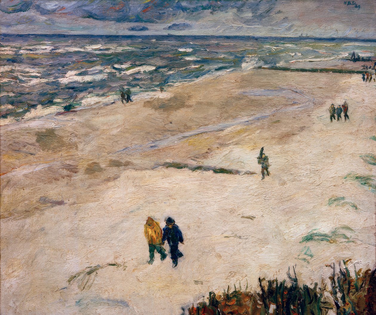 Ihmiset töiden jälkeen meren rannalla (Wangeroogen rannalla) tekijältä Max Beckmann