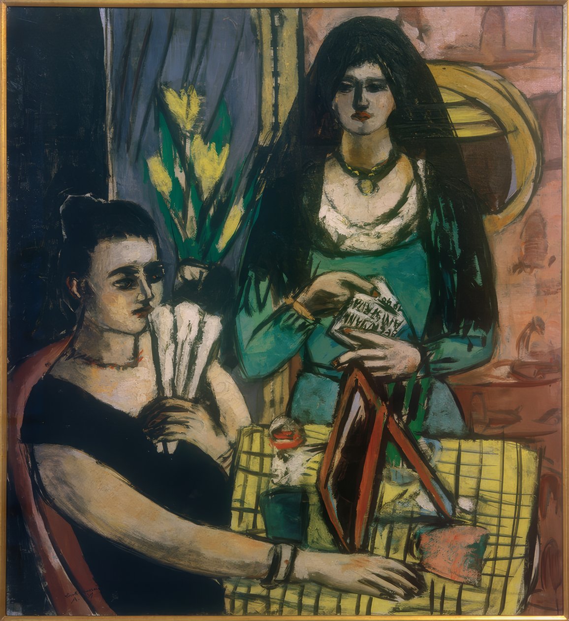 Tyttö mustalla vihreällä tekijältä Max Beckmann