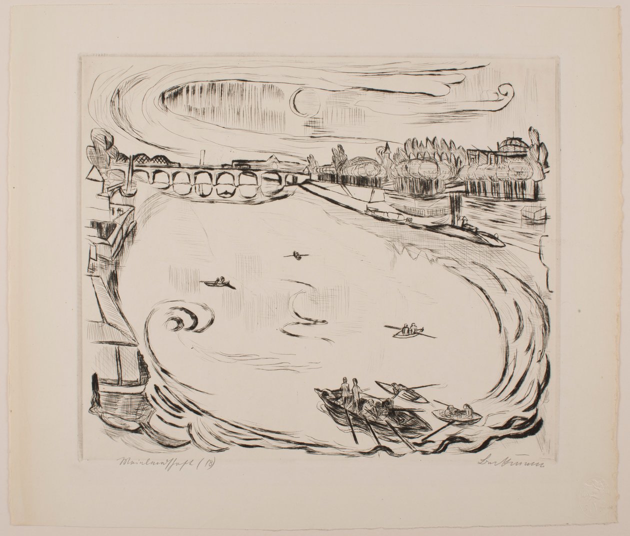 Main River Landscape, levy 6 portfoliosta "Faces" tekijältä Max Beckmann