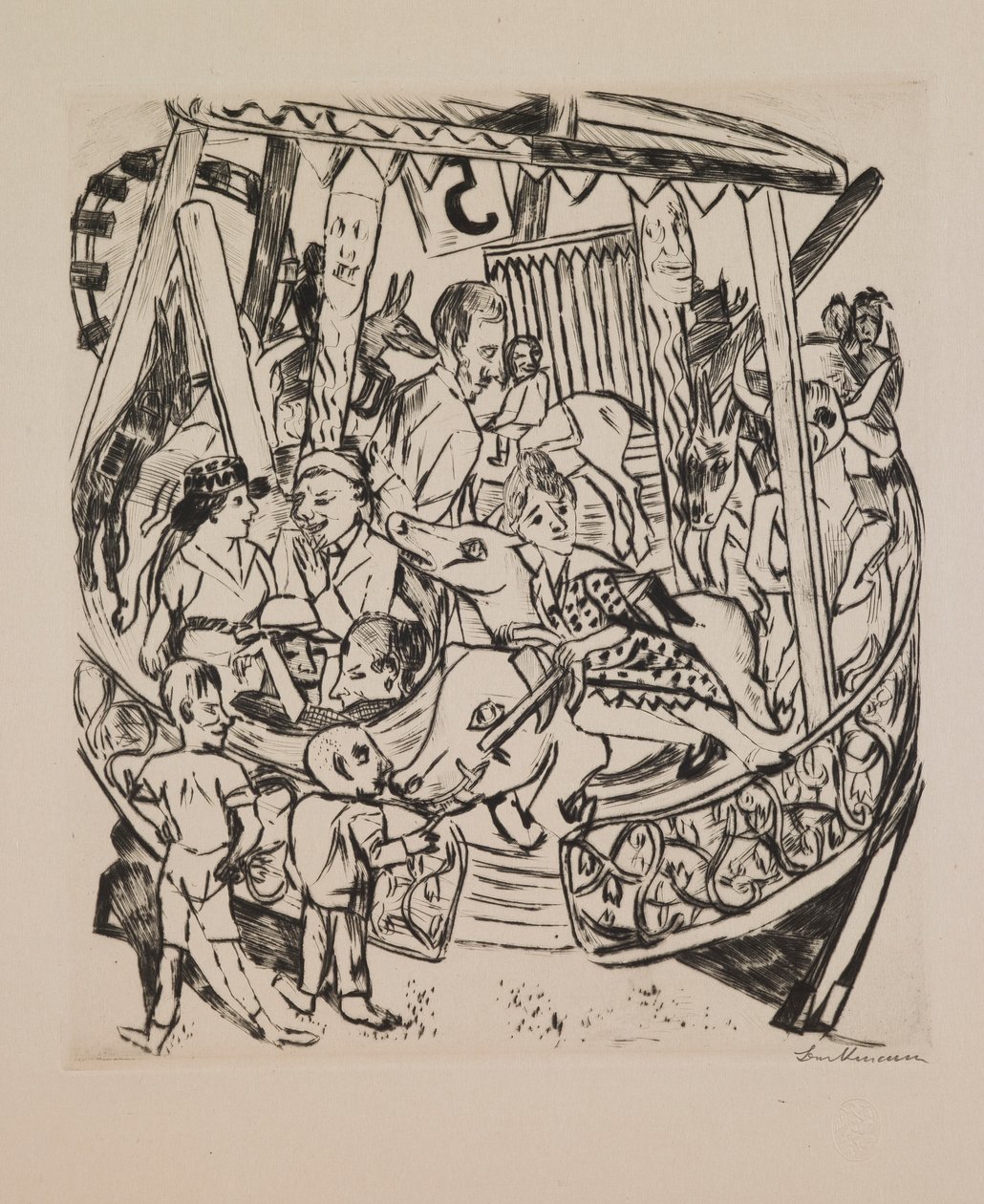 Merry-Go-Round, levy 7 portfoliosta "Vuosimessut" tekijältä Max Beckmann