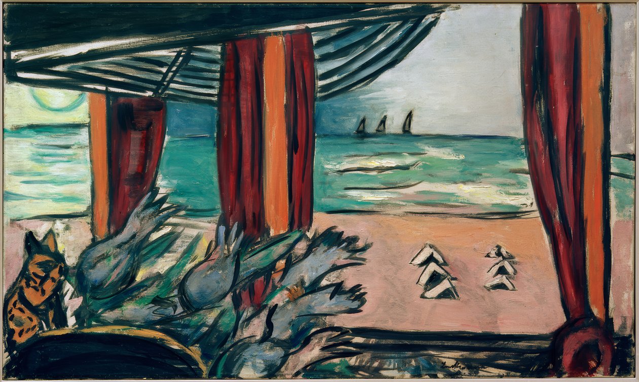 Pohjanmeren maisema teltoilla tekijältä Max Beckmann