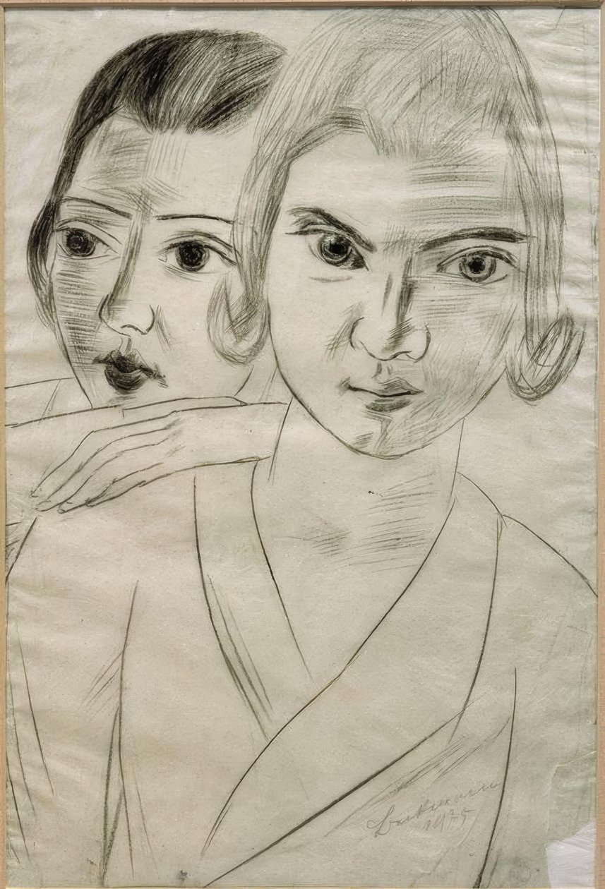 Pizchen ja Quappi - kaksoismuotokuva Marie-Louise von Motesiczkystä ja Mathilde von Kaulbachista tekijältä Max Beckmann