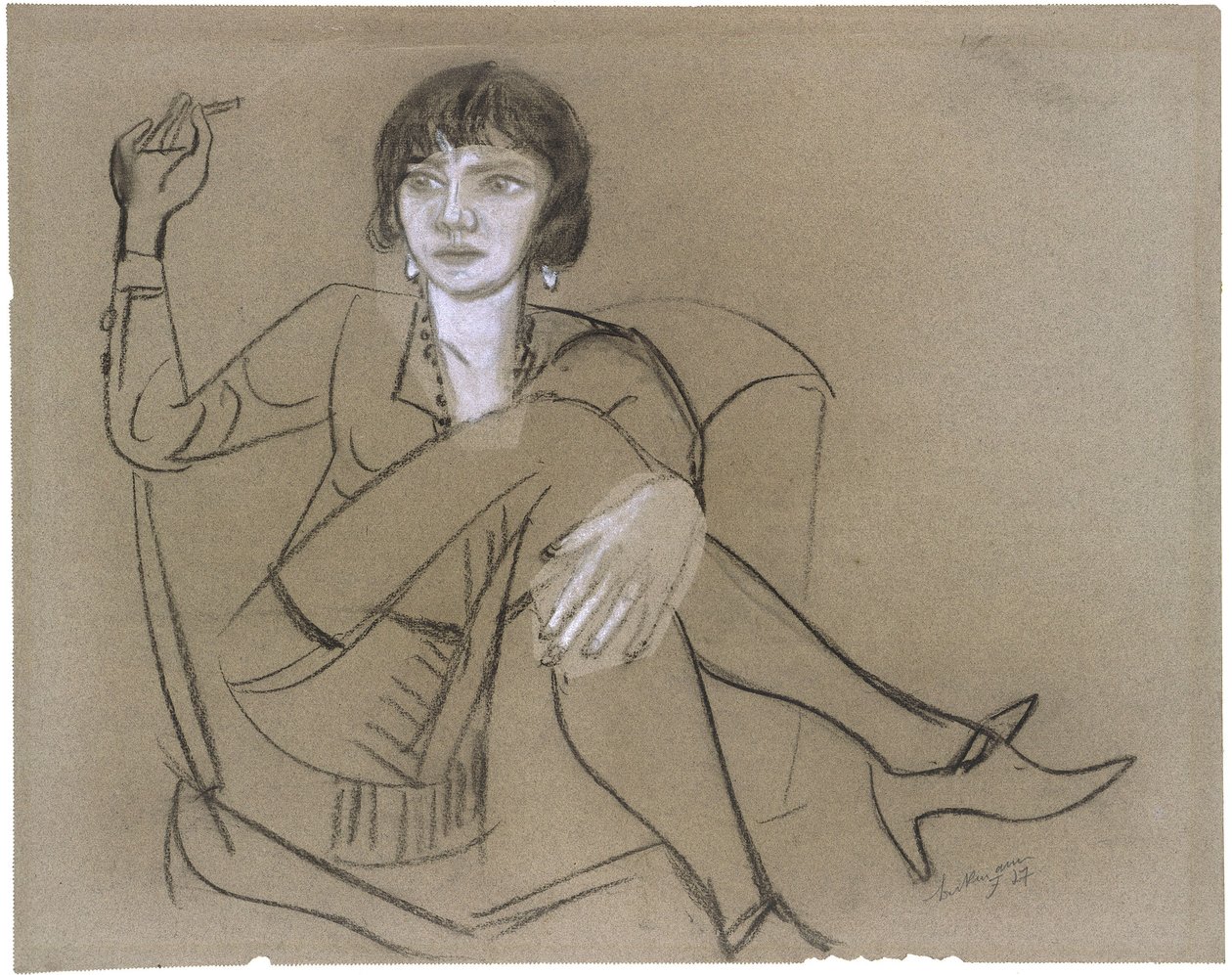 Quappi klubituolissa tupakoimassa tekijältä Max Beckmann