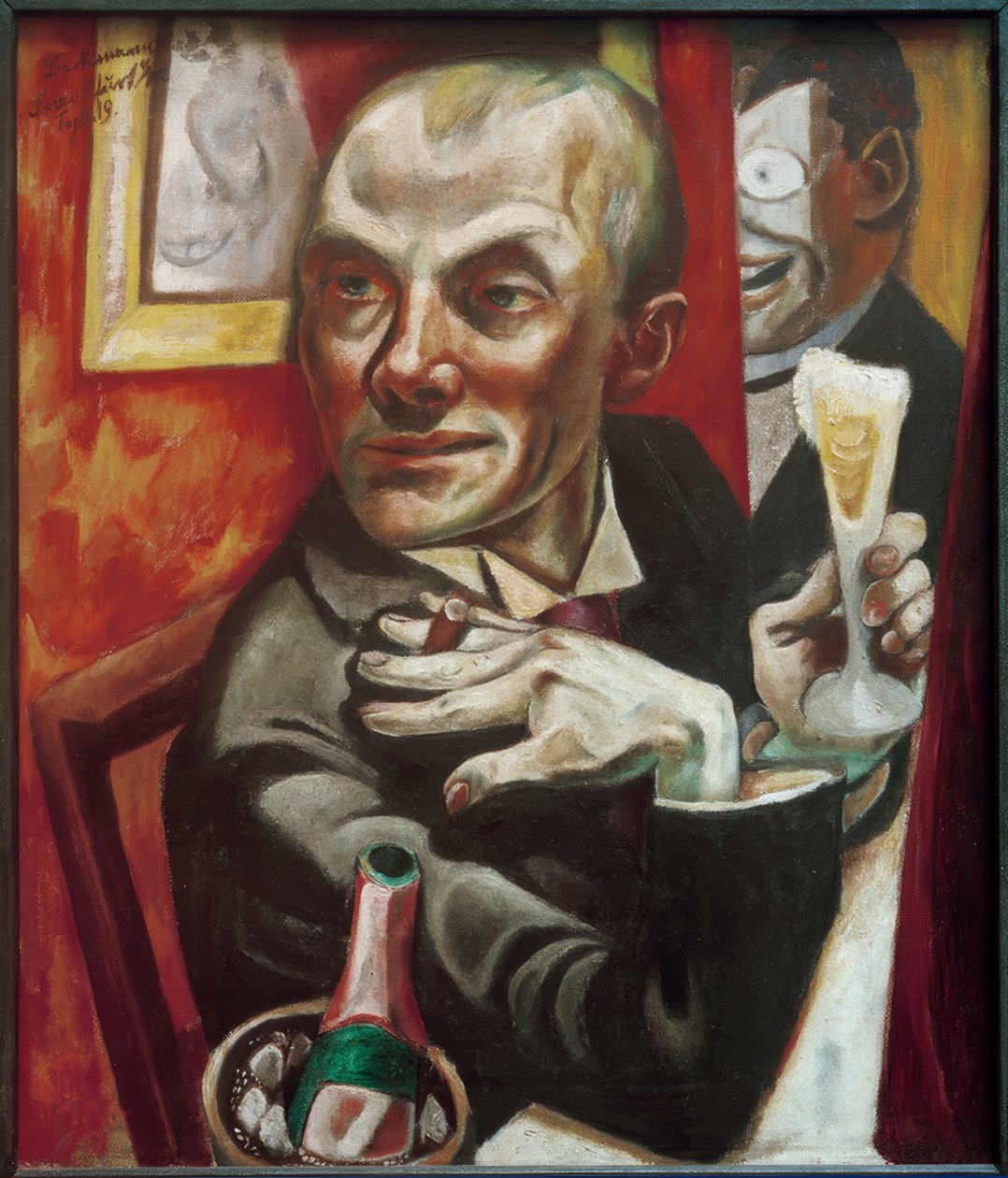 Omakuva samppanjalasilla tekijältä Max Beckmann