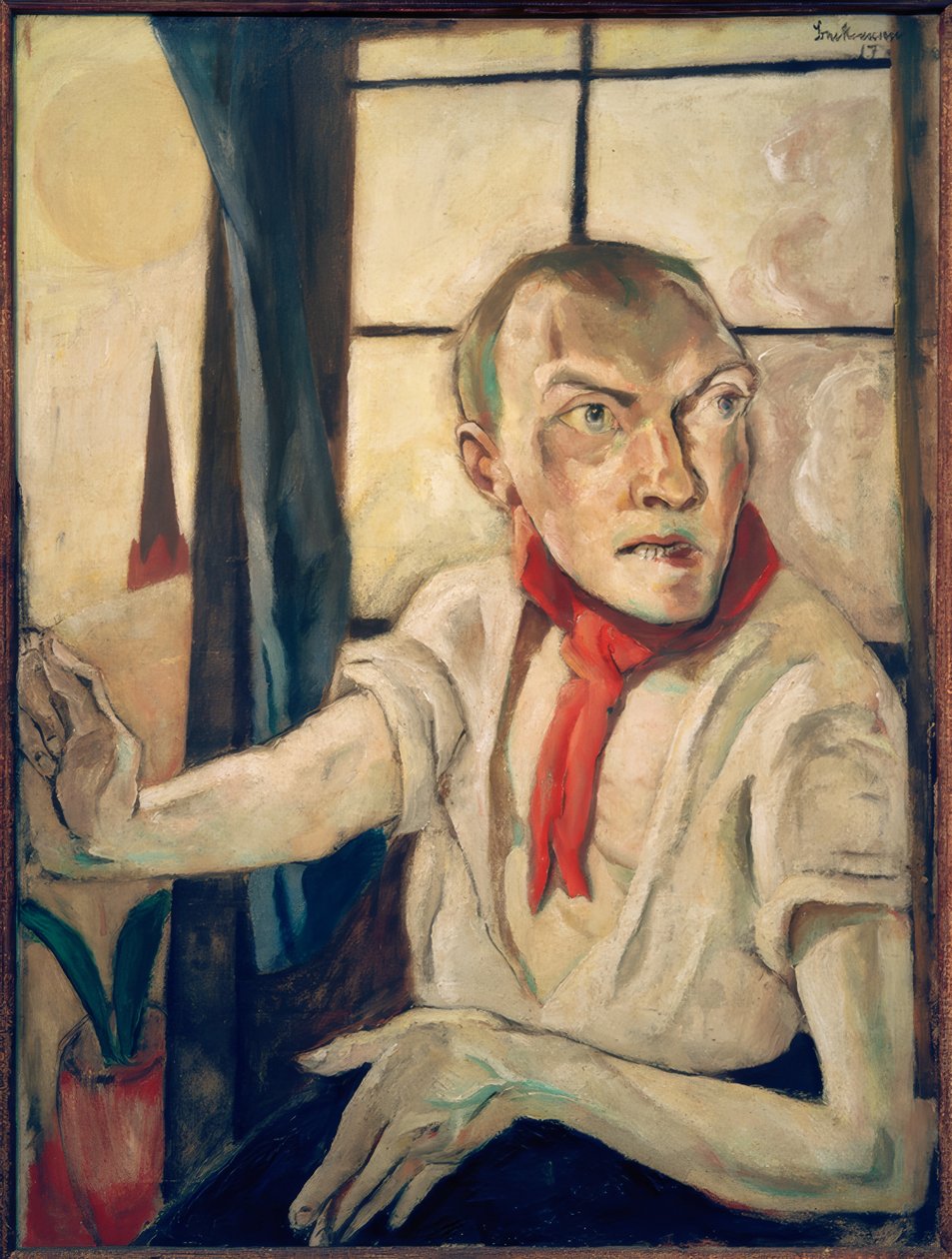 Omakuva punaisella huivilla tekijältä Max Beckmann