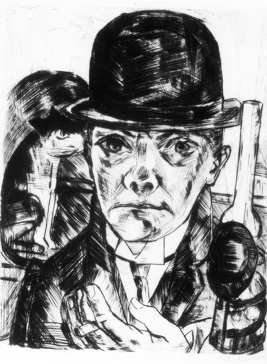 Omakuva jäykän hatun kanssa tekijältä Max Beckmann
