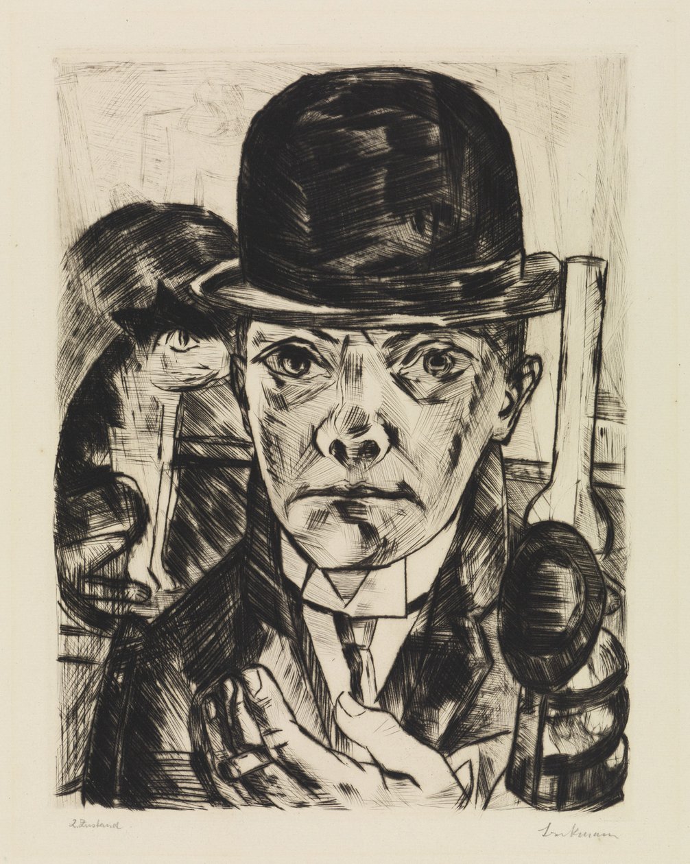 Omakuva jäykkä hattu päässä tekijältä Max Beckmann
