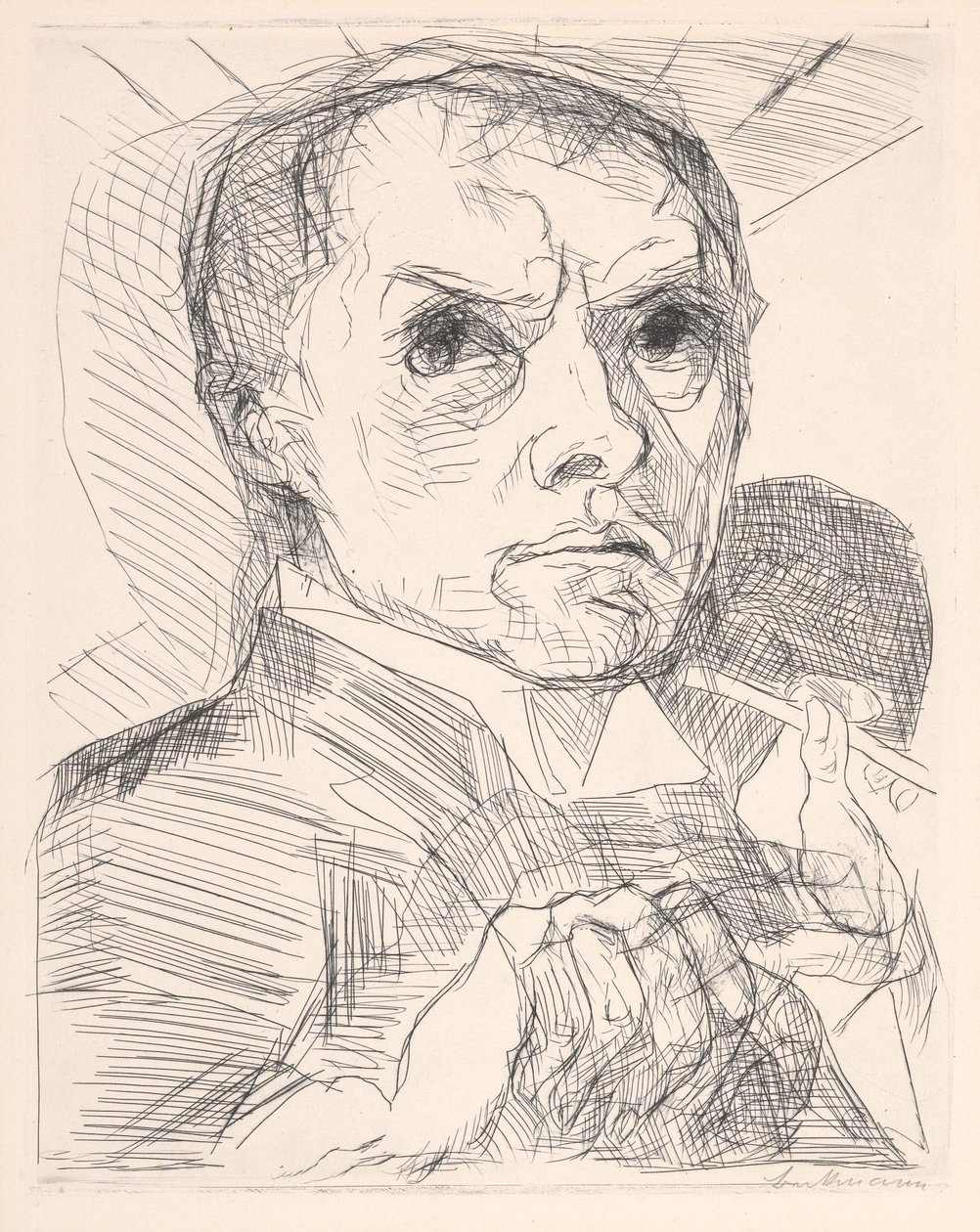 Omakuva piirtimen kanssa tekijältä Max Beckmann