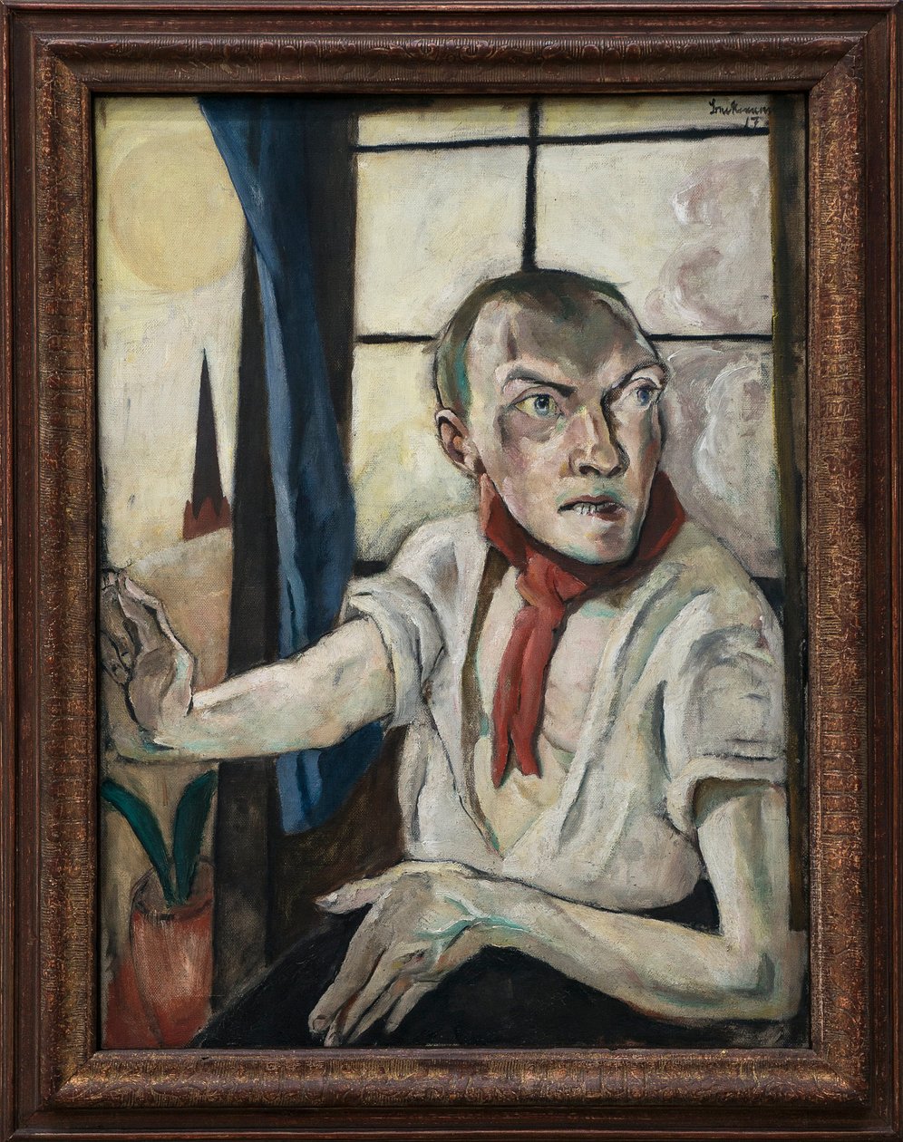 Omakuva punaisella huivilla tekijältä Max Beckmann