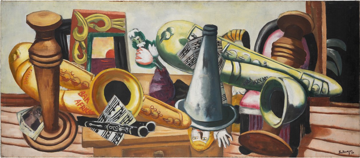 Still Life saksofonien kanssa tekijältä Max Beckmann