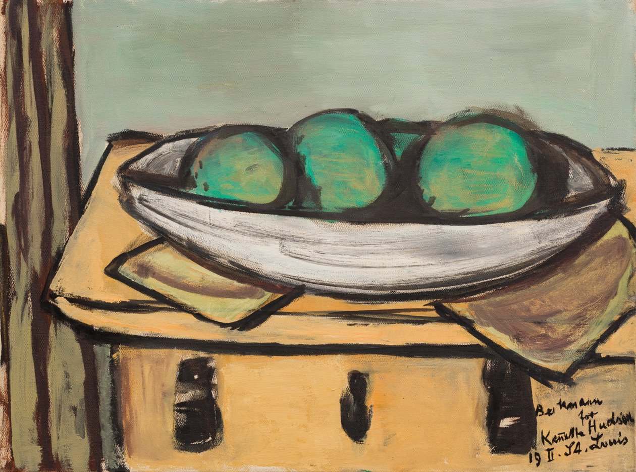 Asetelma, jossa on suuri vihreä hedelmä tekijältä Max Beckmann