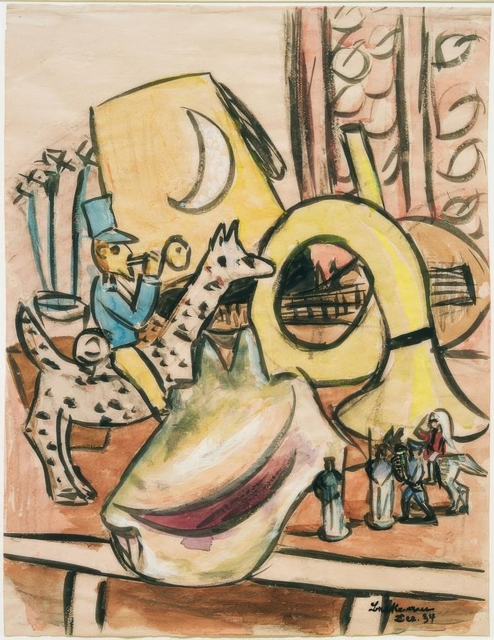 Asetelma leluineen ja simpukankuorineen tekijältä Max Beckmann