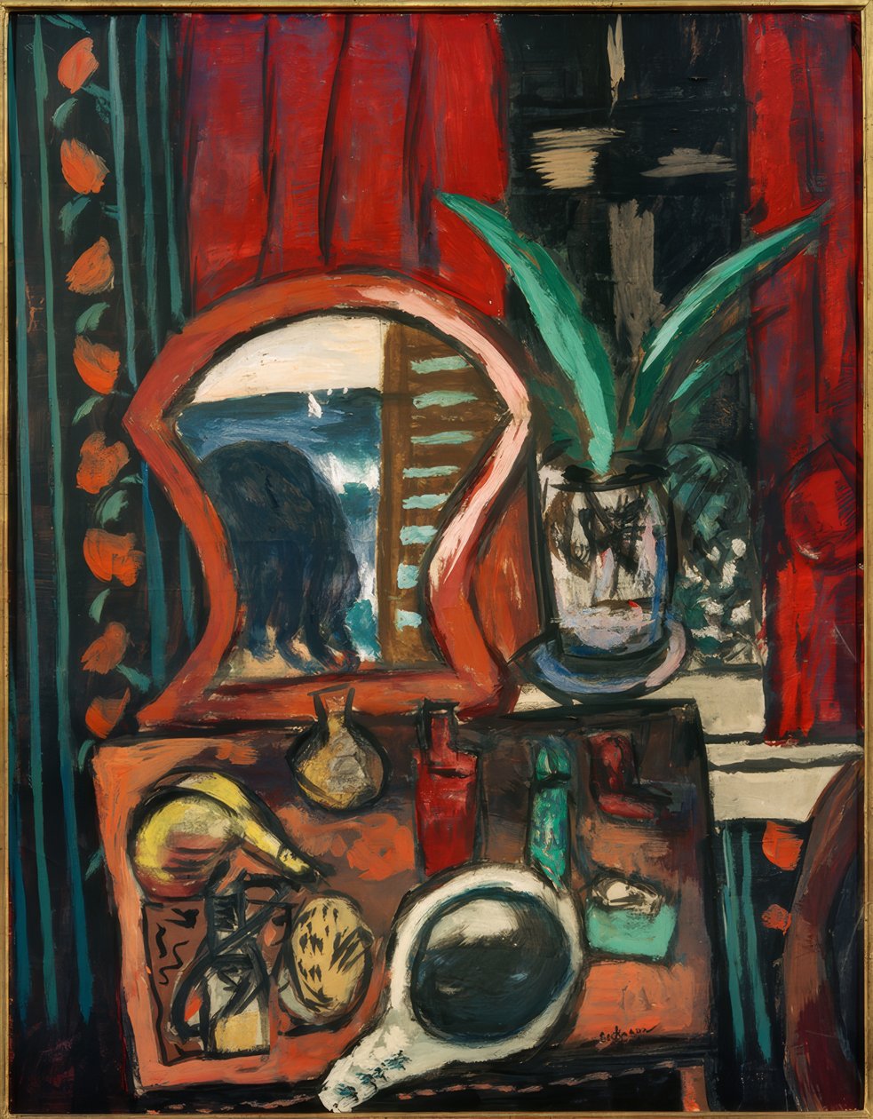 Asetelma peilipöydän kanssa tekijältä Max Beckmann