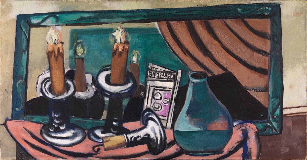 Asetelma ja kaatunut kynttilä tekijältä Max Beckmann