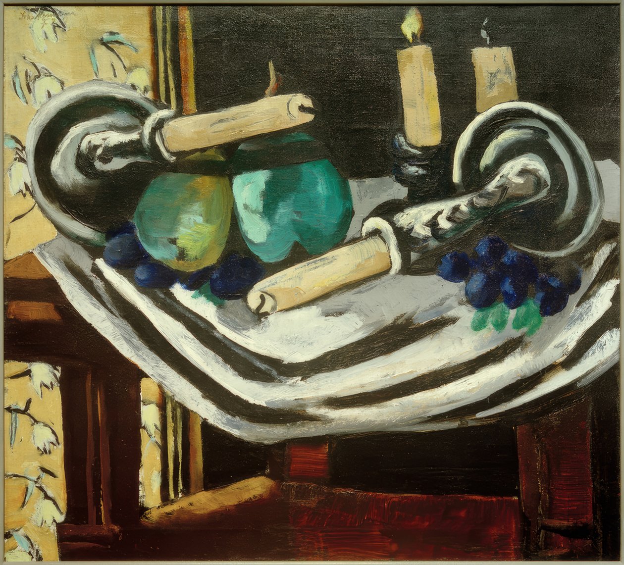 Asetelma kaatuneiden kynttilöiden kanssa tekijältä Max Beckmann