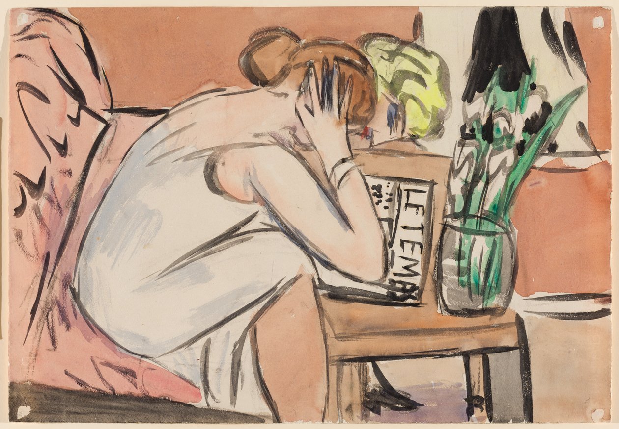 Kaksi tyttöä lukemassa tekijältä Max Beckmann