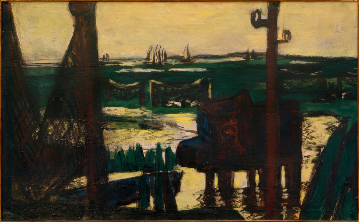 Waddenzeen vihreä ja musta ja keltainen tekijältä Max Beckmann