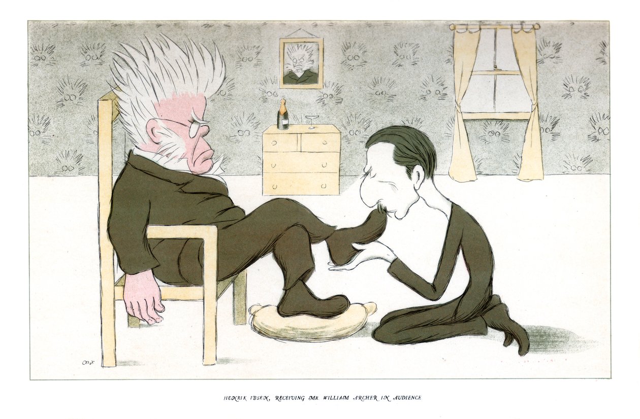 Henrik Ibsen, vastaanottaa herra William Archer yleisössä, 1904. tekijältä Henry Maximilian Beerbohm