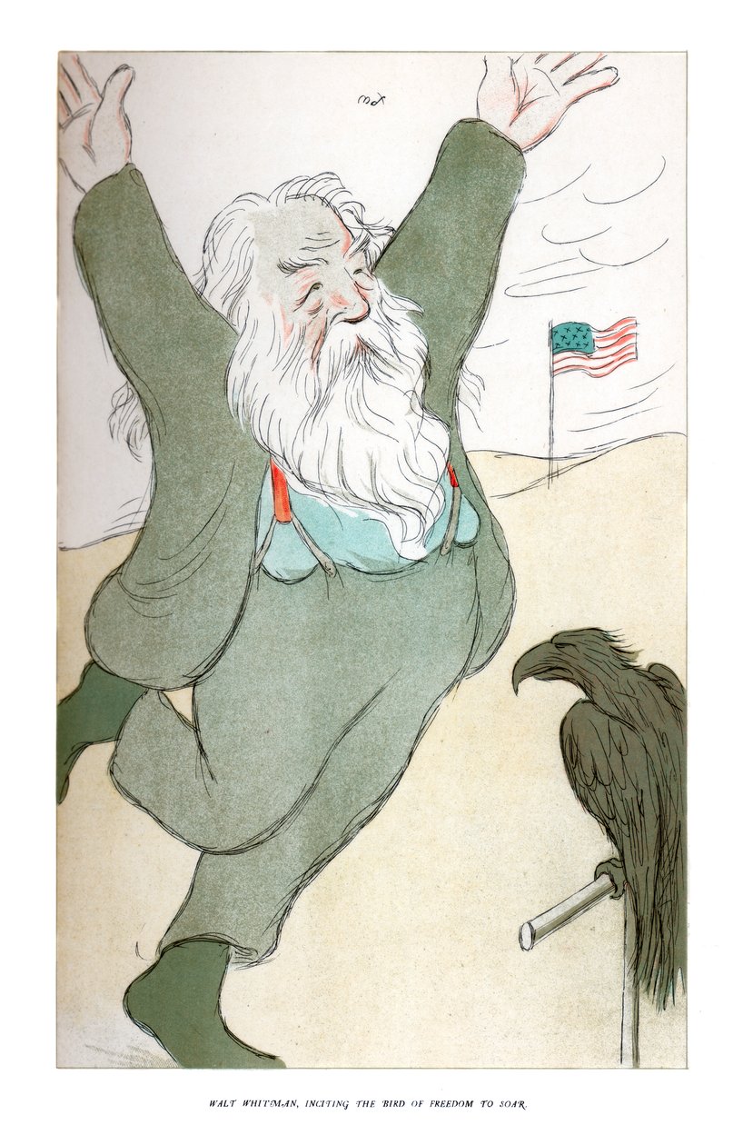 Walt Whitman, Inciting the Bird of Freedom to Soar, 1904. tekijältä Henry Maximilian Beerbohm