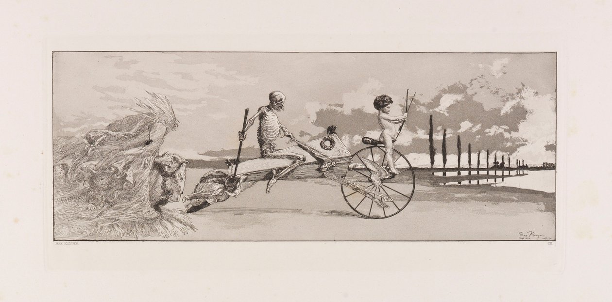 Cupid, Death and the Beyond Amor, Tod und Jenseitsin levy XII Intermezzosilta..., 1881. tekijältä Max Klinger