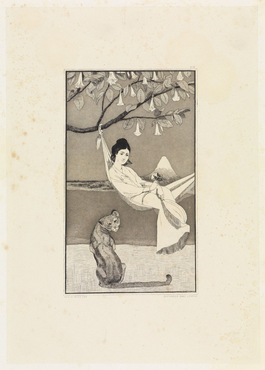 Dolce Far Niente (Siesta II) (etsattuja luonnoksia, opus I, lehti 8) tekijältä Max Klinger