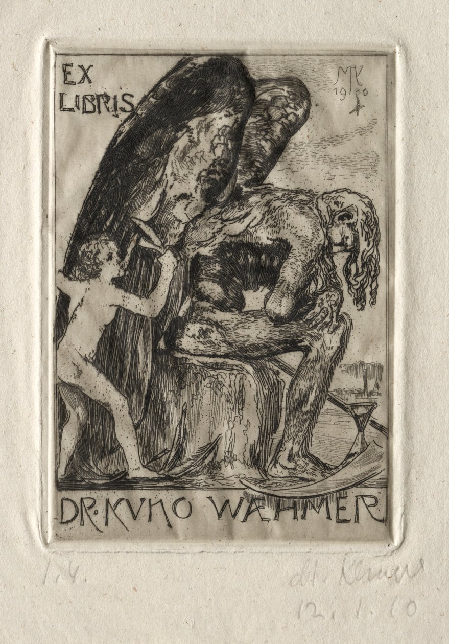Ex Libris Dr. Kuno Waehmer, 1910. tekijältä Max Klinger