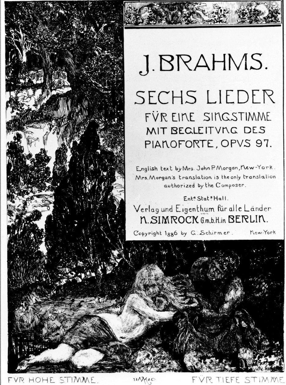 Etukappale Johannes Brahmsin (1833-1897) kappaleeseen "Six Lieder opus 97" (Six Songs opus 97) tekijältä Max Klinger