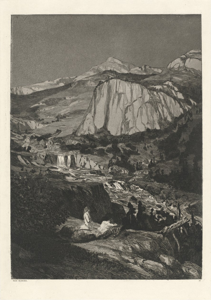 Moonlit Night Mondnacht: pl. 4, julkaistu 1881. tekijältä Max Klinger