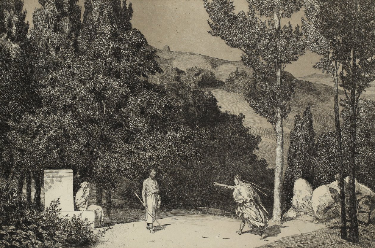 Pyramus ja Thisbe II Sarjasta Opus II, 1879 tekijältä Max Klinger