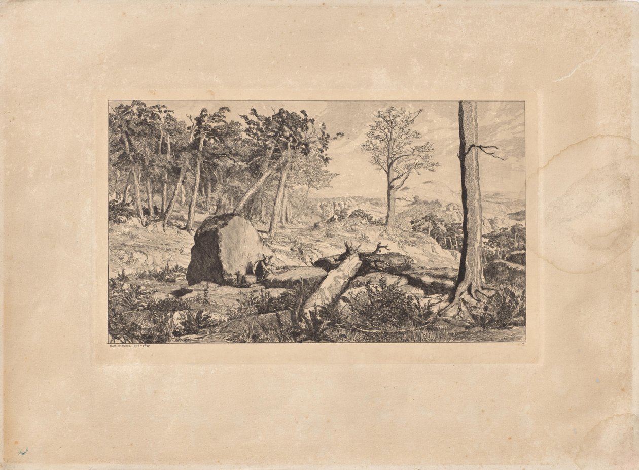 SIMPLICIUS METSÄN YKSINÄISYYDESSÄ (LAATTA X), SARJASTA INTERMEZZI. ETS. OP. IV. 12 SOMMITELMAA tekijältä Max Klinger