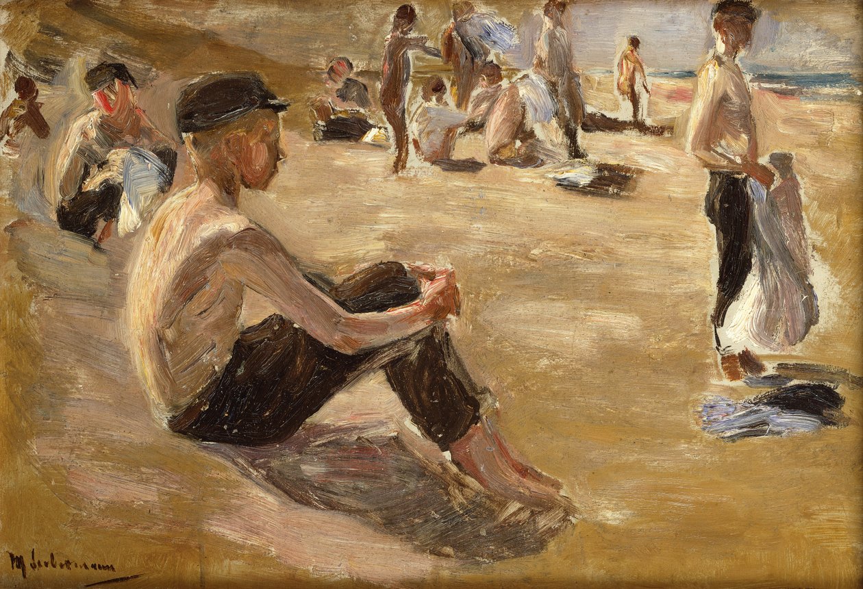 Kylpevät pojat (öljy laudalle) tekijältä Max Liebermann