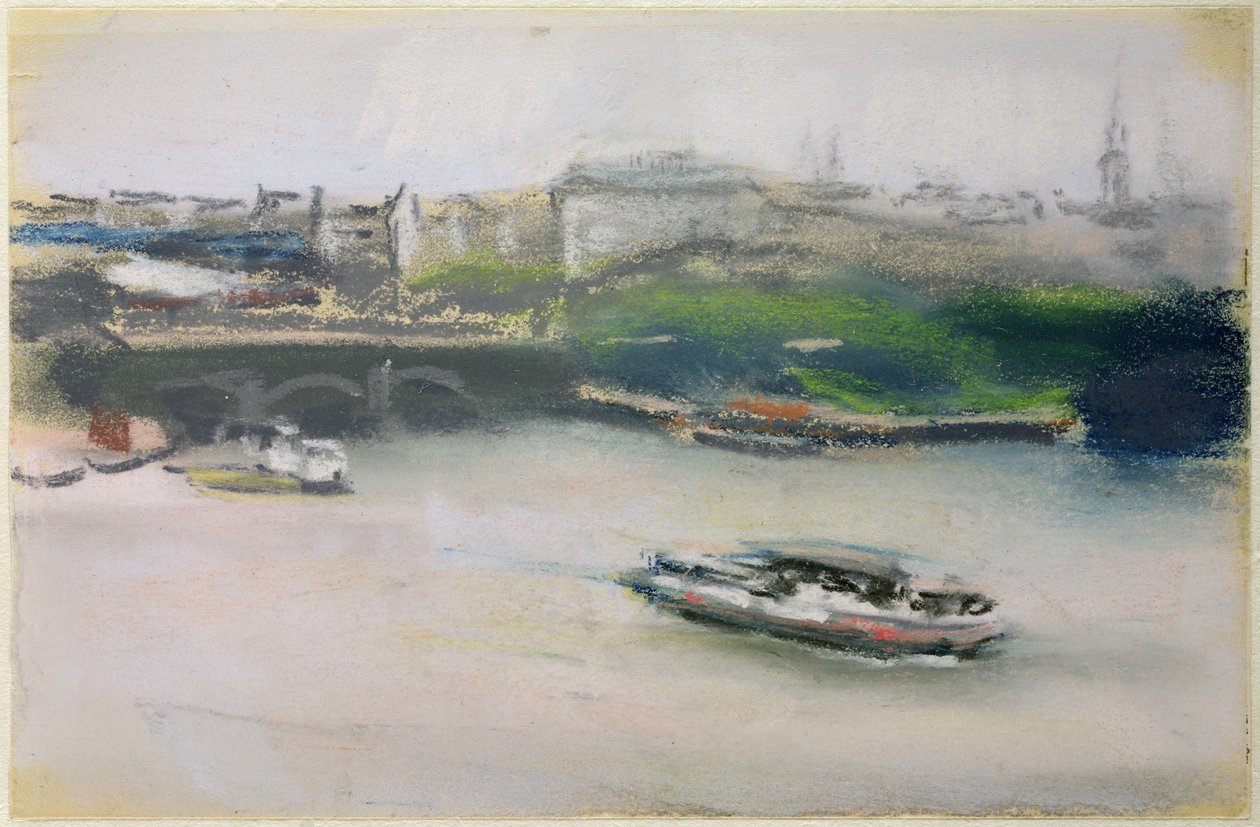 Binnenalster Lombardsbrucken kanssa, Hampuri, 1910 (pastelli paperille) tekijältä Max Liebermann