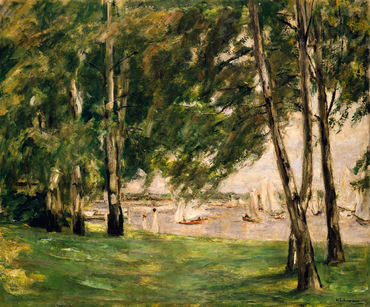 Näkymä Wannseelle purjeveneineen tekijältä Max Liebermann