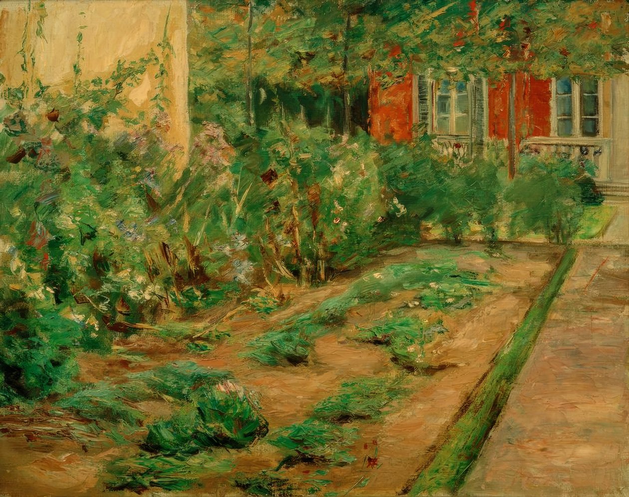 Kukkivat pensaat koillispuolella sijaitsevan puutarhavajan luona. tekijältä Max Liebermann
