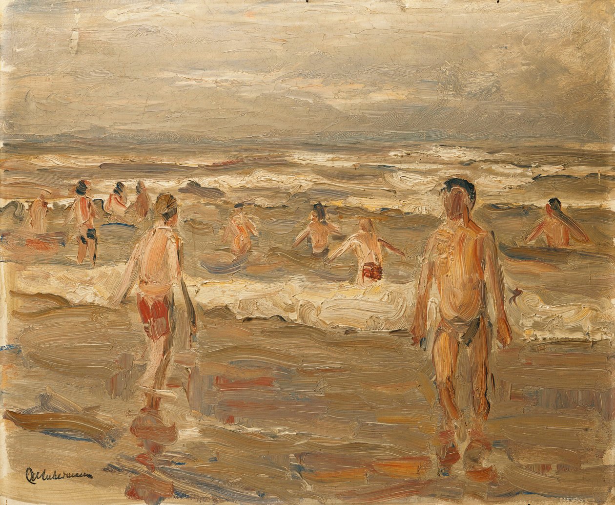 Pojat uimassa meressä; Pojat uimassa meressä, 1899 tekijältä Max Liebermann