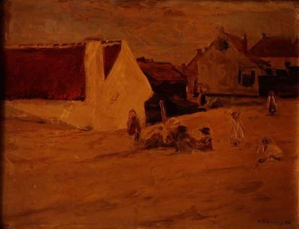 Lapset leikkivät kylässä tekijältä Max Liebermann