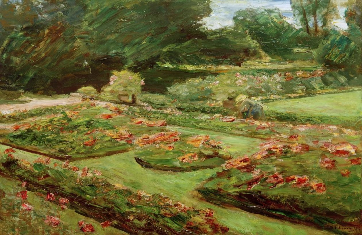Die Blumenterrasse im Wannseegarten nach Nordosten tekijältä Max Liebermann